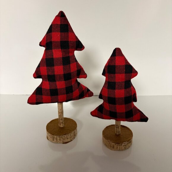 Buffalo Plaid Reindeer Trees Dog Decor Set Rustic Country Farmhouse Christmas - Picture 3 of 5